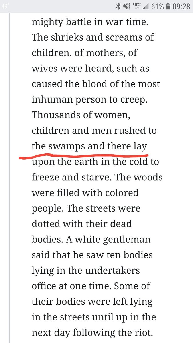 1) since emancipation or 2) since 1898 when black families had to escape Wilmington NC or be killed (lookup 1898 Wilmington) (How it was written about at the time)