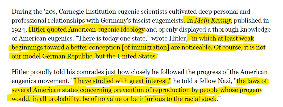 You may know this ideology as the same that lead Nazi Germany to slaughter & sterilize huge swaths of their population that they deemed "unfit"What you may not know is that Hitler's eugenics program was inspired by those of the US. More than that it was FUNDED by Americans