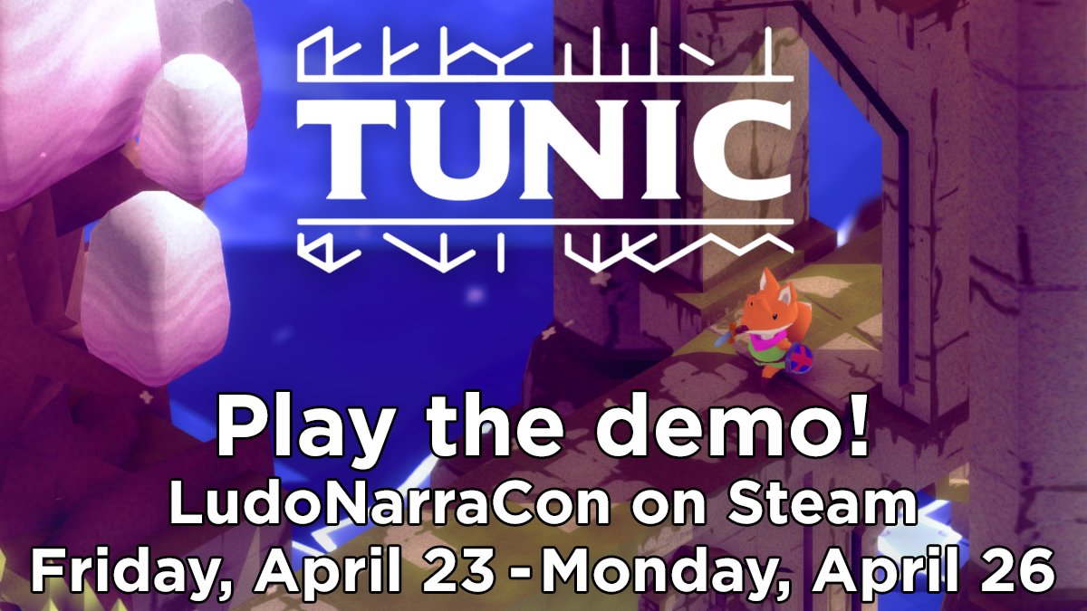 🦊 TUNIC 🦊 on X: It's #LudoNarraCon time! 🎮 Play the limited-time TUNIC  demo on Steam:  💬 Join us in the official @FinjiCo  Discord for live events and Q&As:    /