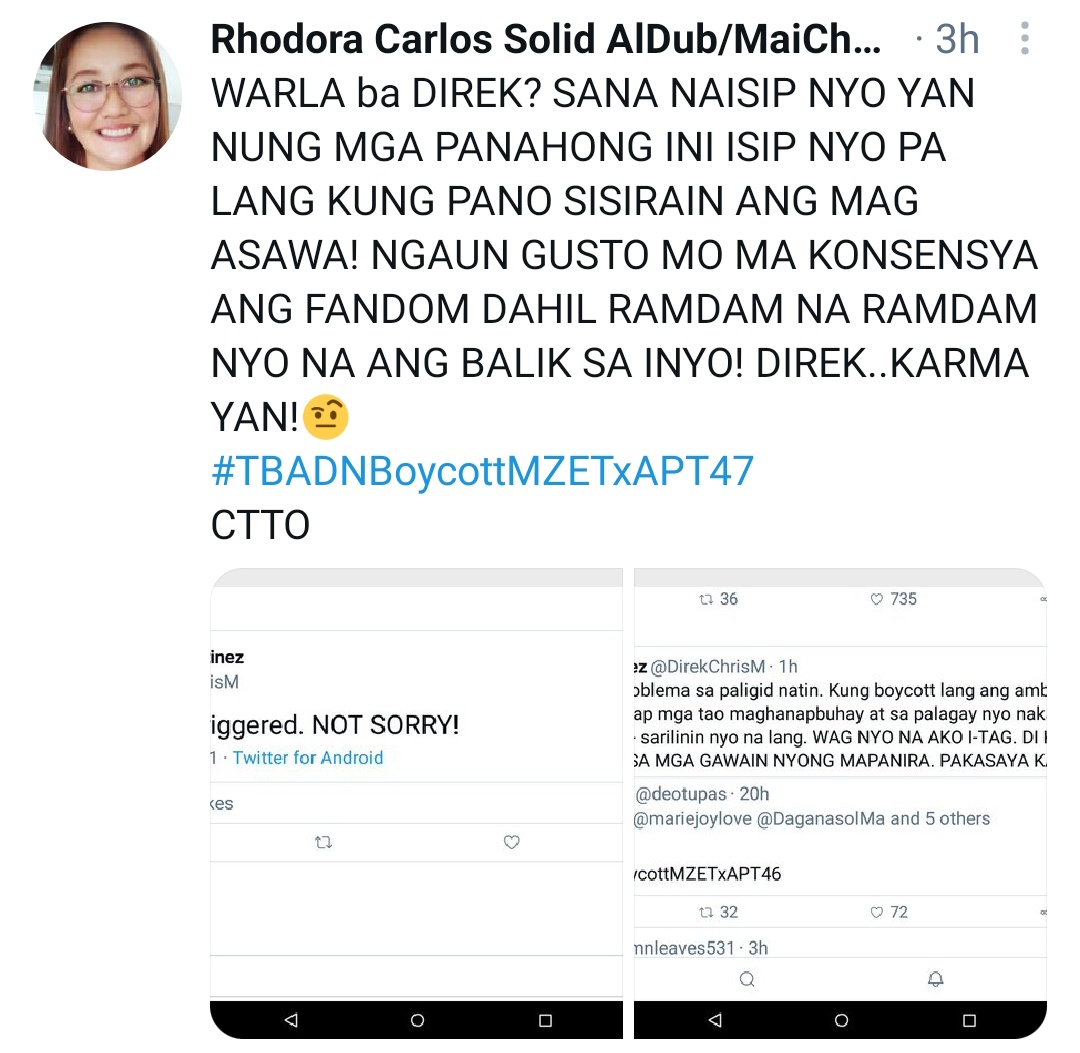 Topic for the day: Cannon fodder: The amateurs surrounding Maine Mendoza and Alden Richards and the hangers on who think they can game the AlDub magic and fandom.   #TBADNBoycottMZETxAPT47  https://twitter.com/AxlLacey/...