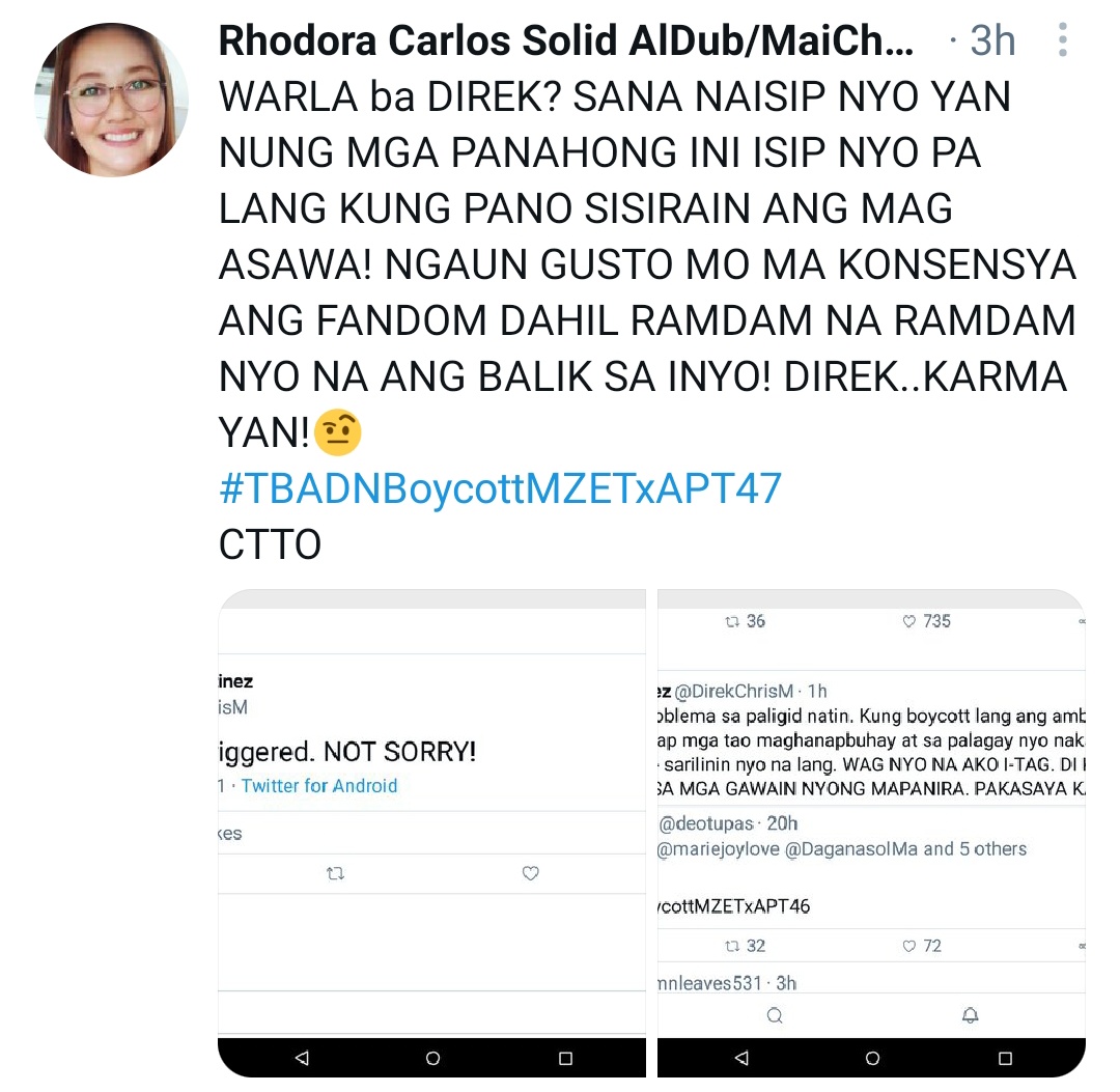 Topic for the day: Cannon fodder: The amateurs surrounding Maine Mendoza and Alden Richards and the hangers on who think they can game the AlDub magic and fandom.  #TBADNBoycottMZETxAPT47  https://twitter.com/AxlLacey/status/1383098874458349568