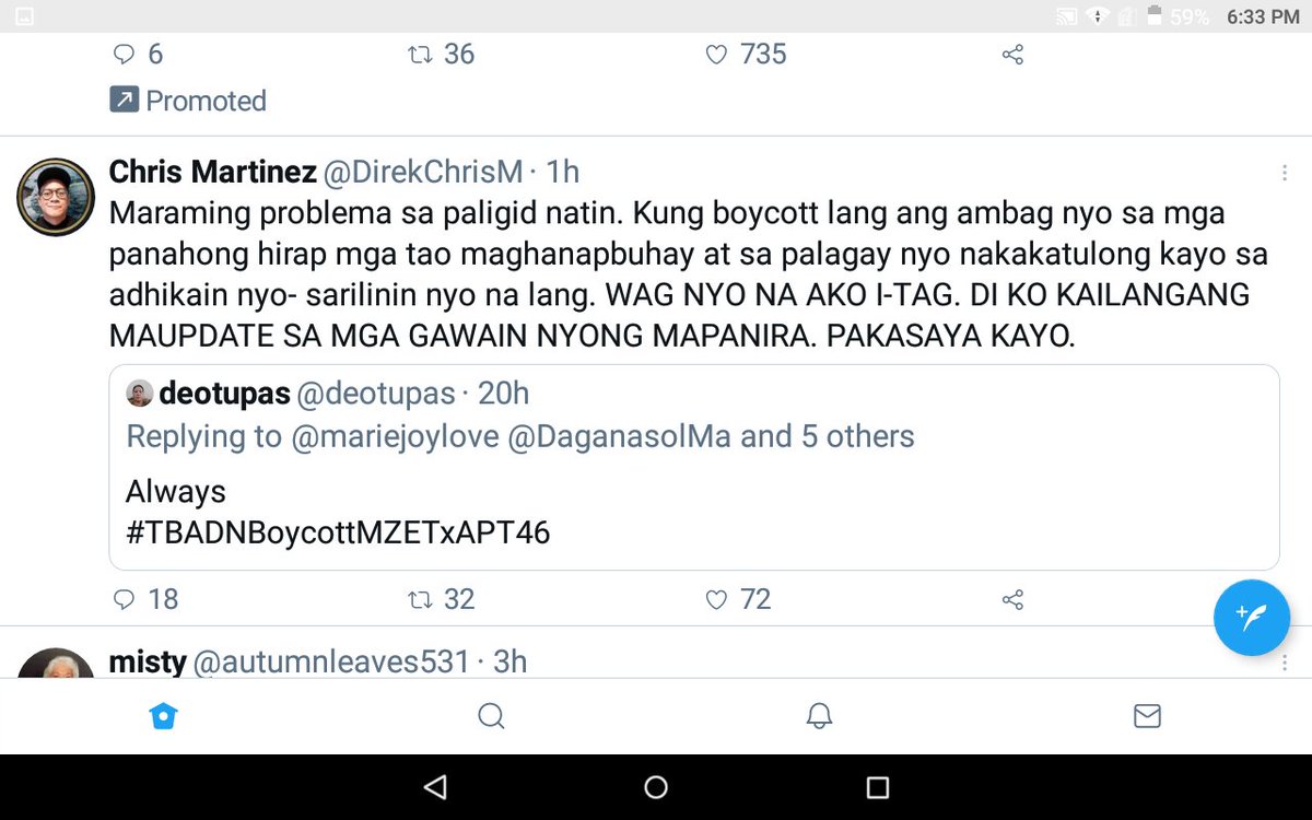 Topic for the day: Cannon fodder: The amateurs surrounding Maine Mendoza and Alden Richards and the hangers on who think they can game the AlDub magic and fandom.  #TBADNBoycottMZETxAPT47  https://twitter.com/AxlLacey/status/1383098874458349568