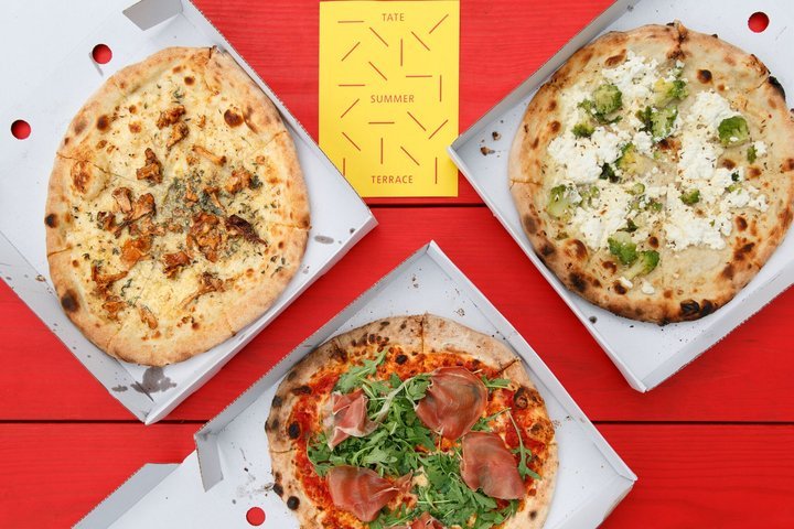 Three wood-fired pizzas