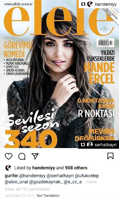 Did you know that Gunfer actually worked first with Hande and later on with Kerem? She worked with Hande in 2016 and 2017 in photoshoots and magazine covers. She started working with Kerem in 2018. Some of the photoshoots and covers they did together in 2016: