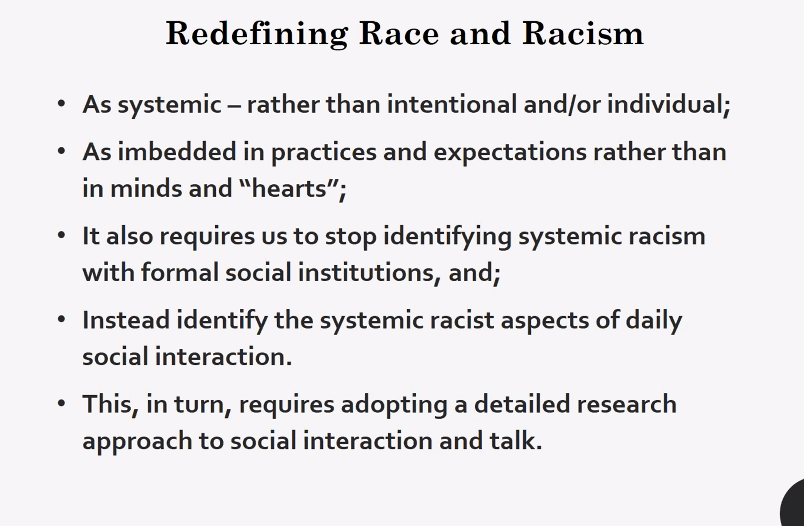 lansi_tc's tweet image. We need to redefine and reconceptualize racism as systemic at an interactional and cultural level - there is an order the reproduces tacit racism in daily interaction (3) #LANSIVirtualLectureSeries