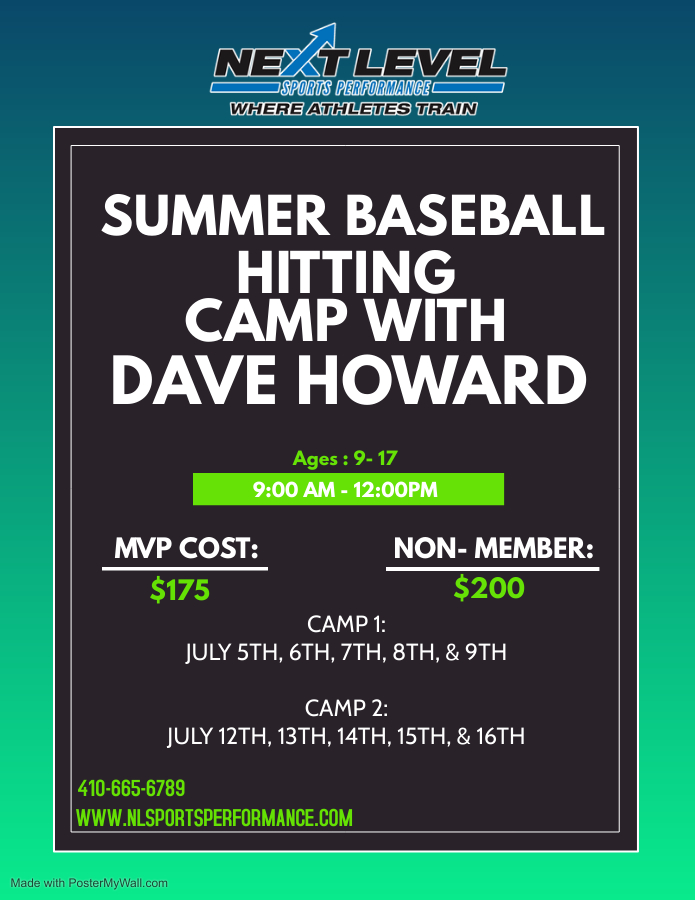 HEY GUYS!!
Dave is running two hitting camps this summer. Both are happening in July. Reach out if you are interested and or have any questions. 

#nextlevel
#NLSP
#hitting
#baltimore