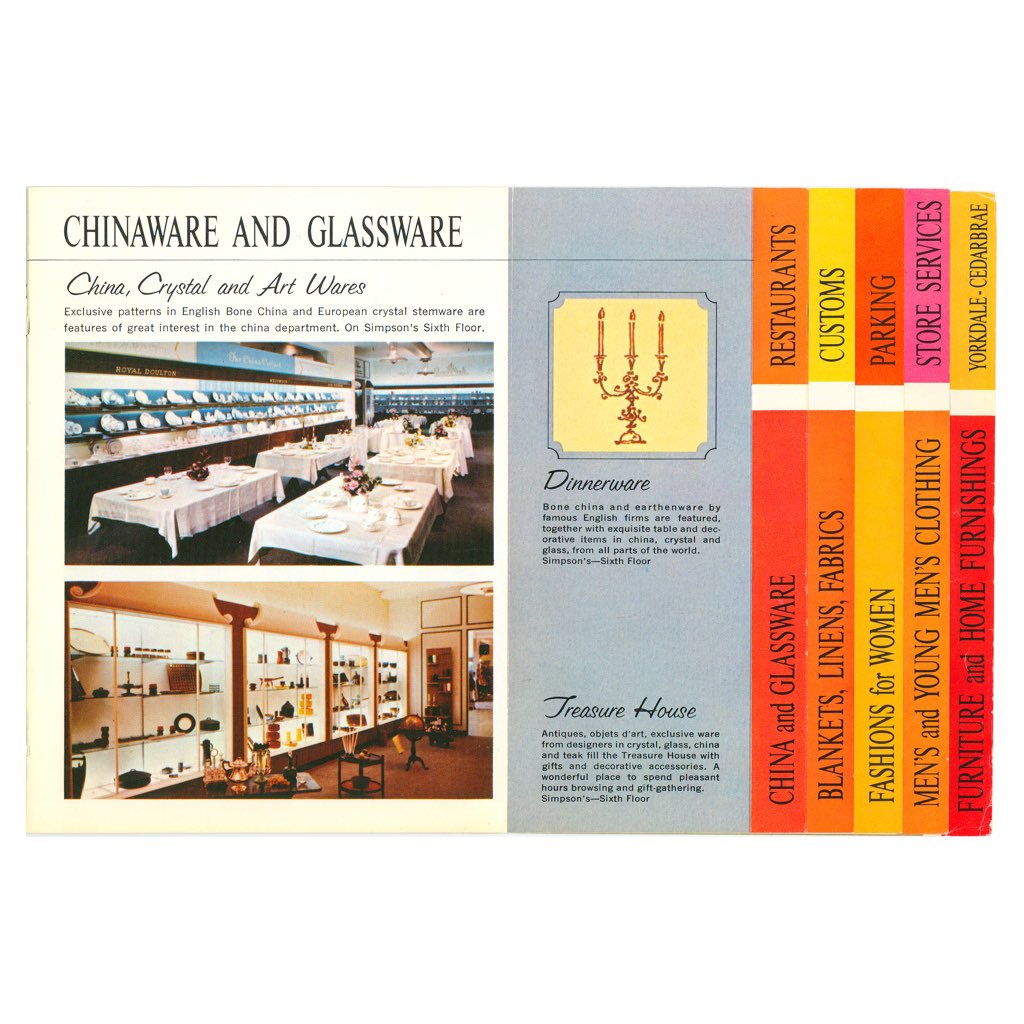 HBCHeritage's tweet image. 1/3 #FlashbackFriday to this 1967 tourist brochure for Simpsons, “...a shopping paradise...”. In celebration of Canada’s centennial year, this booklet showcased the Yorkdale, Cedarbrae, and Toronto locations as exciting stops for visitors.
#HBCorporateCollection #Simpsons #Store