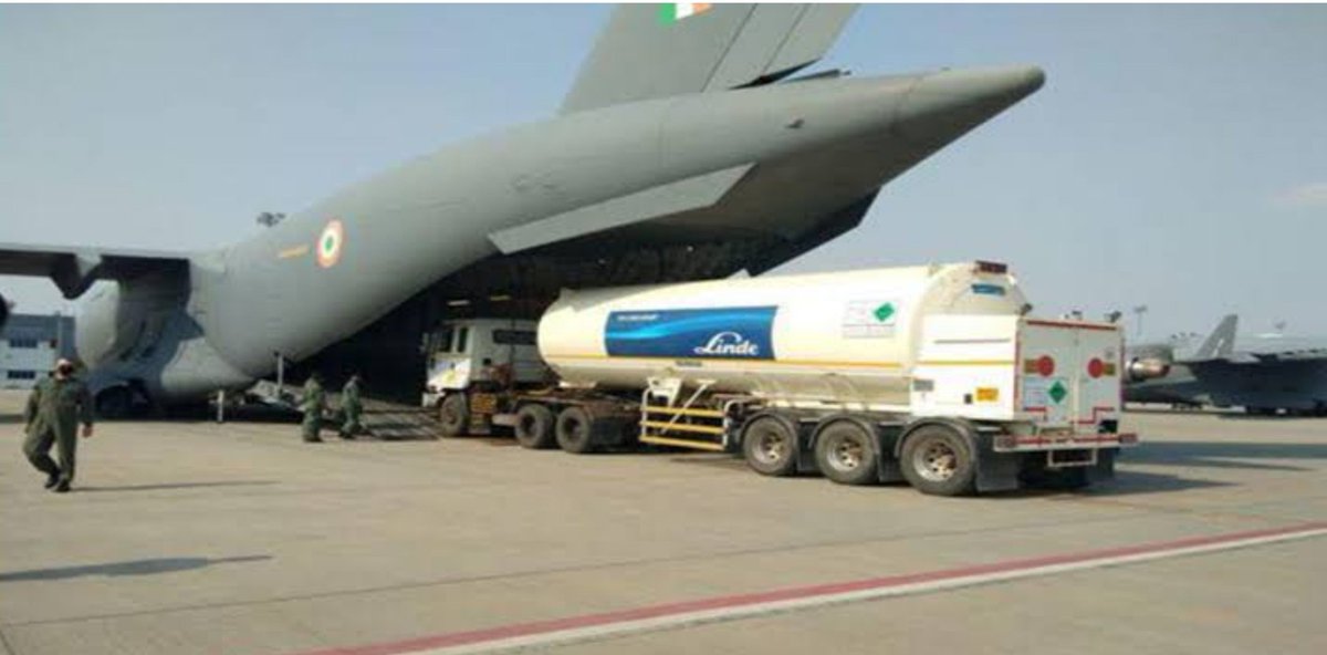 KVishReddy's tweet image. The real problem is the logistics of storage &amp;amp; transportation of Oxygen, not shortage of O² itself.

At the suggestion of a person &amp;amp; a group I know, Govt of India proactively deployed Air Force to transport O² tankers for Delhi, MP, Rajstn, TS, WB &amp;amp; other states.