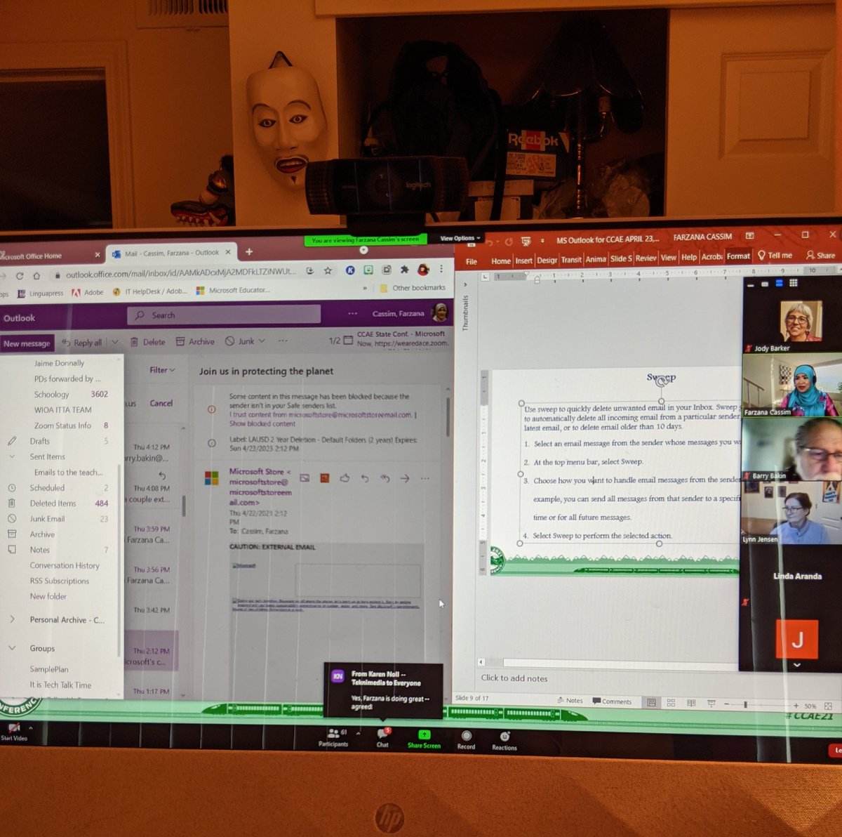 Great to get a deeper dive into Outlook from Farzana Cassim! #CCAEState