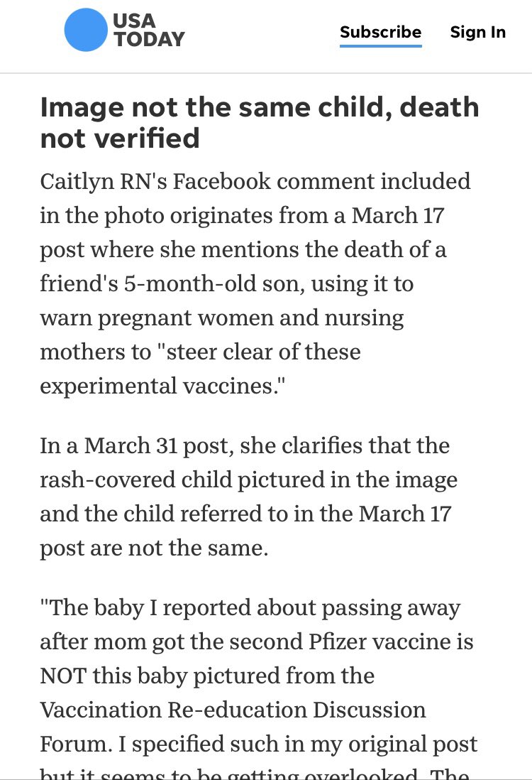 Turns out had been an FB post that had gone viral, to the extent that USA Today looked into itWritten by Caitlyn RN, the post used a photo of another child, which it looks like she was called out onOne of the things that USA Today picked up was there was no VAERS report4/5