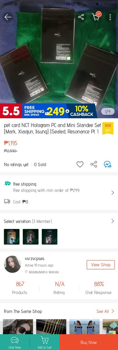 I posted mine around 2 months ago. The other seller posted just 49 days ago. I just saw it now as I'm browsing (aka stress-shopping) on Sh0pee. Note that originally I also added Mark ver. in the variation, but pulled it back since I decided to keep Mark's. (2/n)