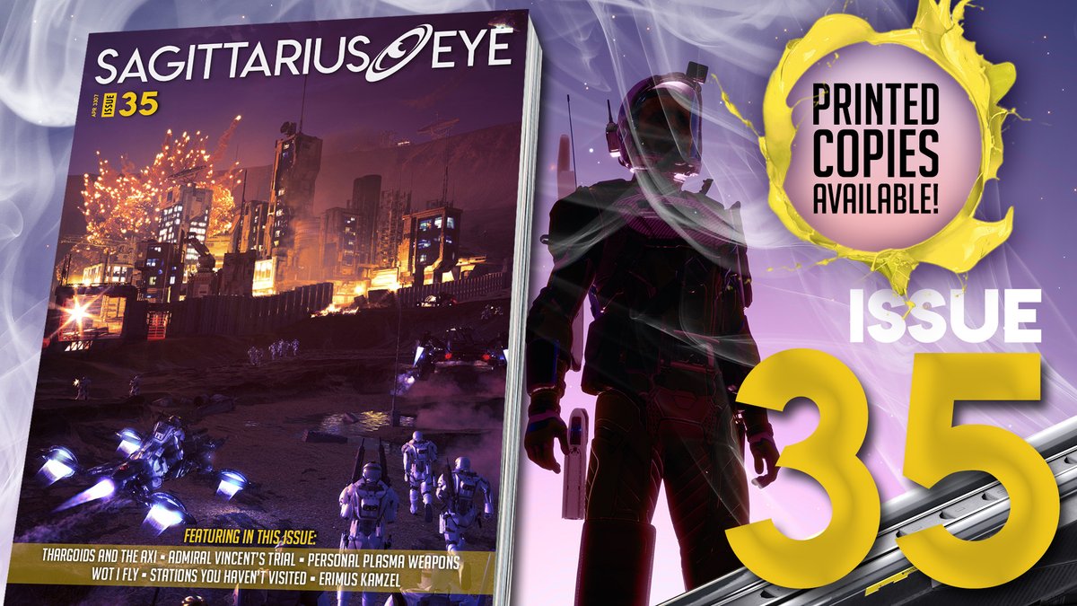 SAGi_Magazine's tweet image. Commanders! The newest issue #35 is out! In this issue, we discover the origins of the Thargoid war and the Anti-Xeno Initiative, we dig into plasma weapons, take a trip to Bering Port and more. We also offer print copies to our Patreons. Check it NOW at sagittarius-eye.com