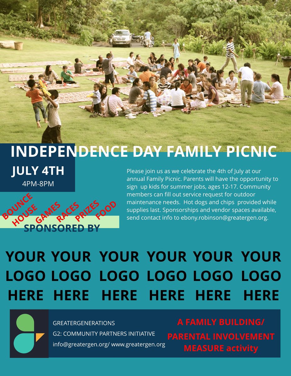 Sponsors needed for the annual Independence Day Family Picnic. We are taking this event virtual this year!
