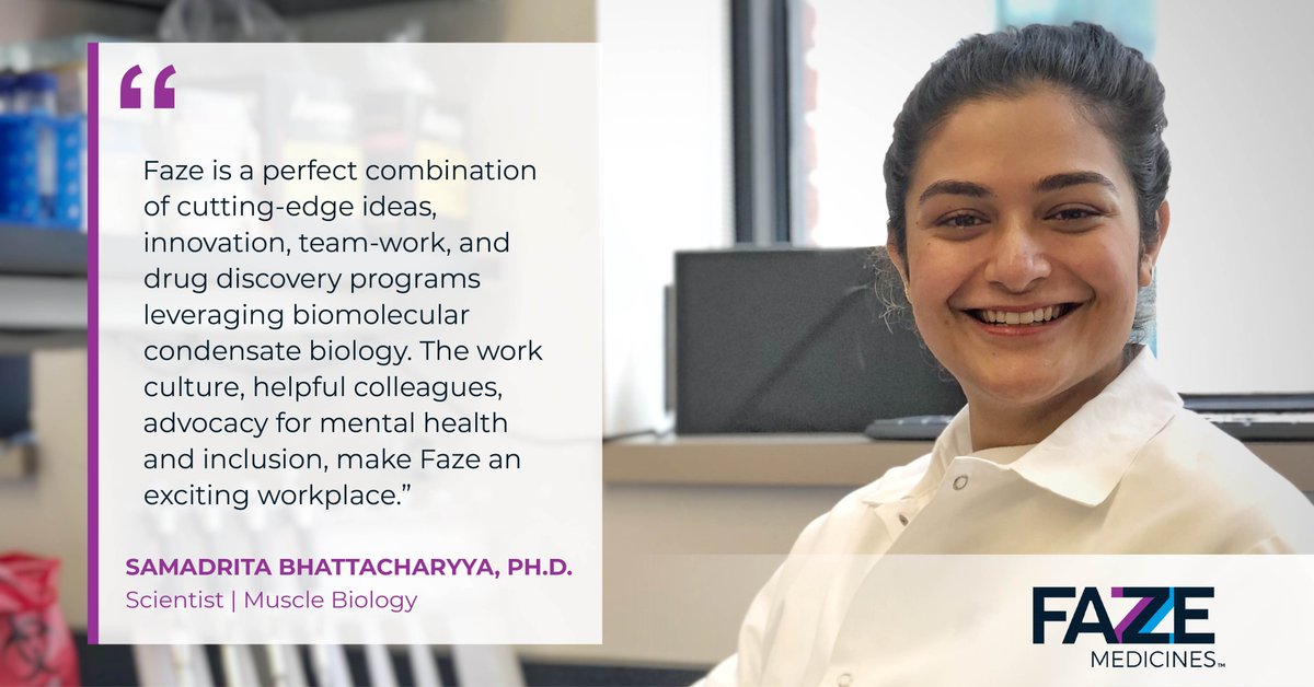 #FazeFridays features Sam Bhattacharyya, our newest addition in #MuscleBiology, relocating all the way from Texas to New England to join the Faze mission in advancing #condensate biology.