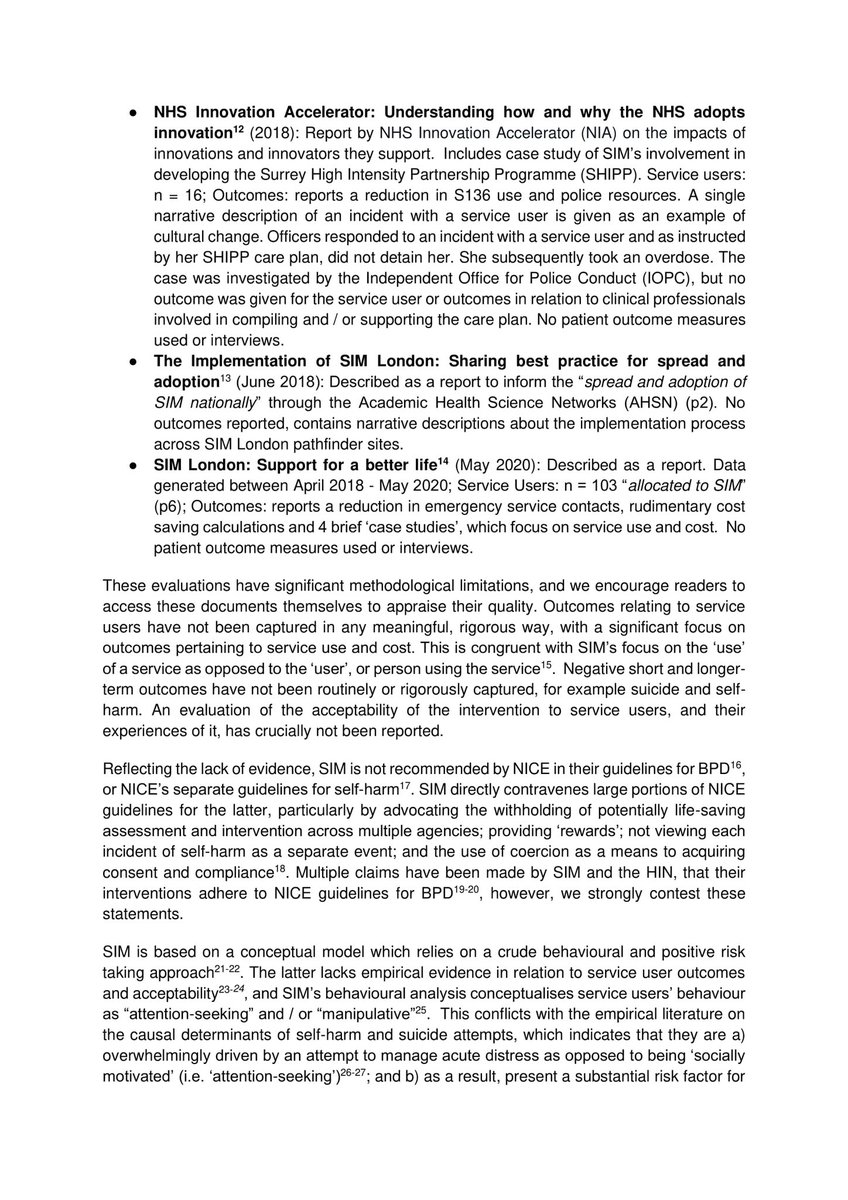 A number of our tweets / threads in relation to our statement re the EVIDENCE base for SIM & HIN released yesterday have been hidden or had their links broken. Here is a thread with the Statement and References together. #HighIntensityNetwork  #StopSIM  @NHSEngland  @ClaireCNWL