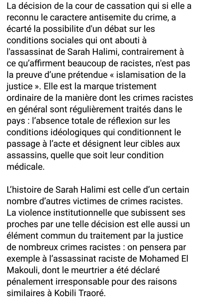 A propos de l'assassinat de Sarah Halimi et ses suites judiciaires