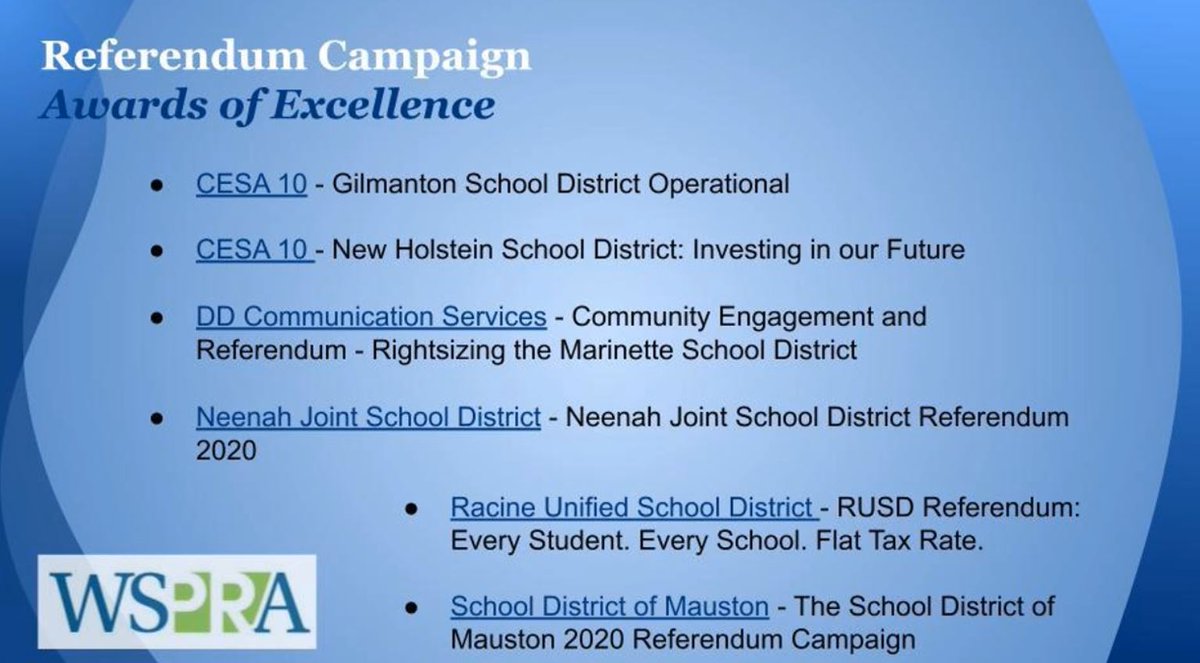 Our team won three <a href="/WSPRA/">WSPRA</a> Spectrum Awards for school marketing collateral. Proud to be part of the #schoolpr landscape.