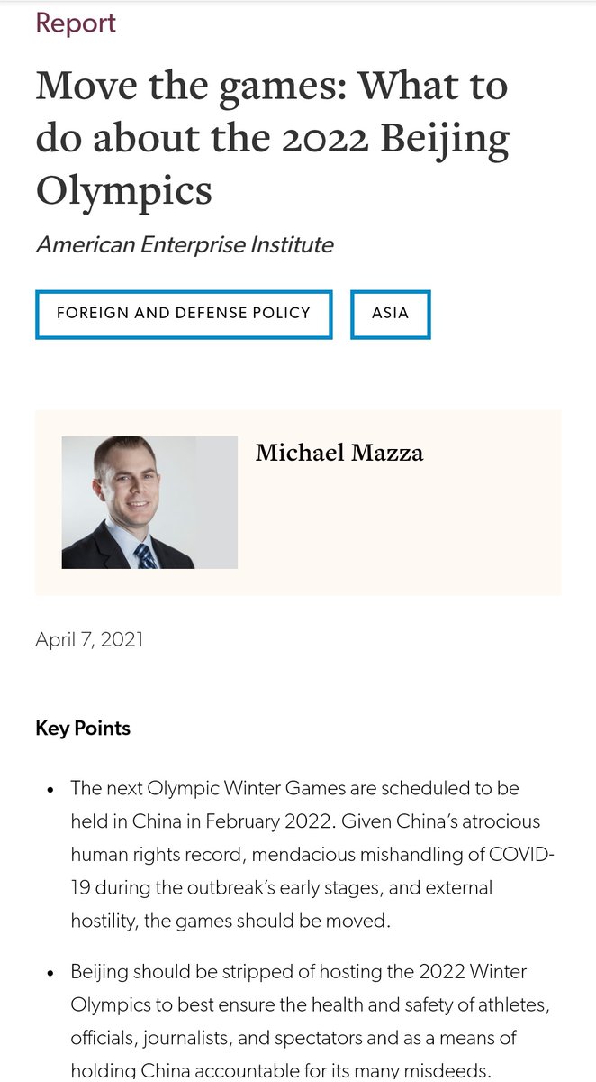 …such as  @mike_mazza himself! His pinned tweet calls for a boycott because of "genocide", and he's written even a report for the  @AEI, a neoconservative think tank. Maybe he just feels jealous for not getting his deserved place in the spotlight?