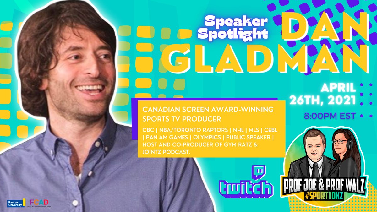 Prof Joe & Prof Walz (@sporttokz) on Twitter photo 🎙Spotlight Speaker!🎙FOLLOW US ON TWITCH TO WATCH: <a href="/SportTokz/">Prof Joe & Prof Walz</a> twitch.tv/sporttokz #LINKINBIO
We are excited to welcome back TV Producer Dan Gladman (<a href="/dgontheroad/">@dgontheroad.bsky.social</a>) to our LIVE show on Twitch on Monday April 26th at 8pm EST!! 🎙Spotlight Speaker!🎙FOLLOW US ON TWITCH TO WATCH: <a href="/SportTokz/">Prof Joe & Prof Walz</a> twitch.tv/sporttokz #LINKINBIO
We are excited to welcome back TV Producer Dan Gladman (<a href="/dgontheroad/">@dgontheroad.bsky.social</a>) to our LIVE show on Twitch on Monday April 26th at 8pm EST!!