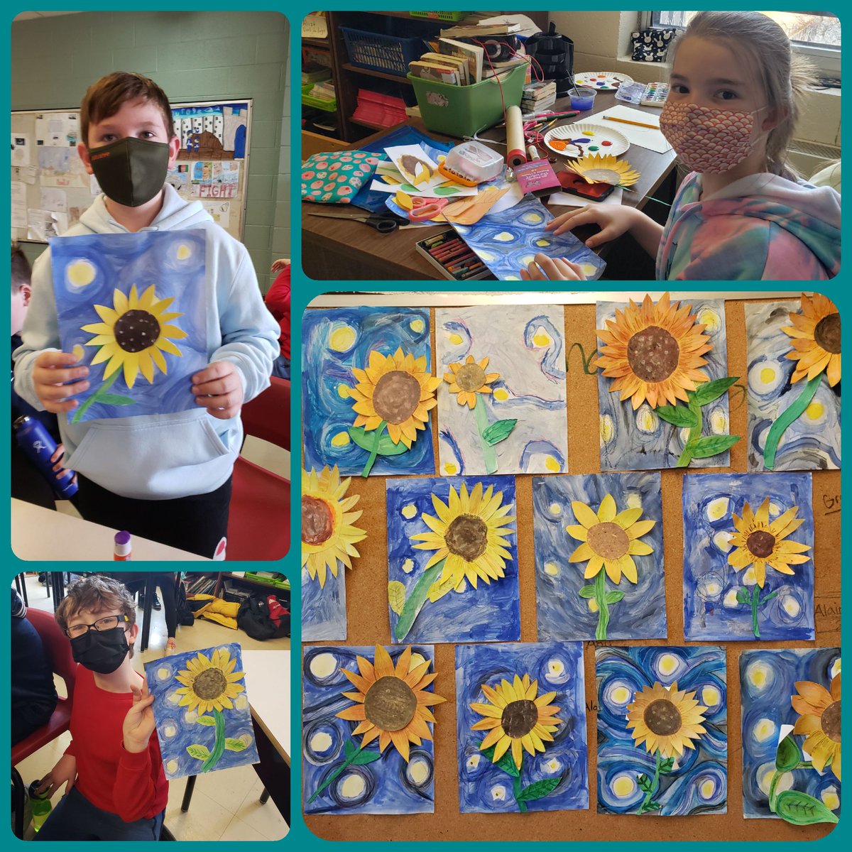 Love many things, for therein lies the true strength, and whosoever loves much performs much, and can accomplish much, and what is done in love is done well. - Van Gogh

Merci to <a href="/CreationsCLoub/">Claudia Loubier</a> for the lesson! Starry Night + Sunflowers 😍🤩 <a href="/MQPSchool/">MQP</a> <a href="/NLESDCA/">NLESD</a> 

HAPPY FRIDAY! 🌻