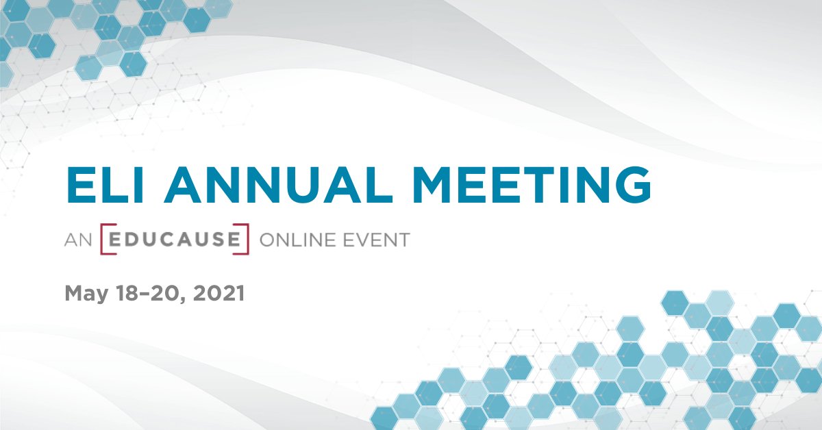 The ELI Annual Meeting is the premier event for #HigherEd #TeachingAndLearning professionals. Register now to join us May 18–20 as we seek to unite our expertise across institutions. #ELI2021 events.educause.edu/eli/annual-mee…