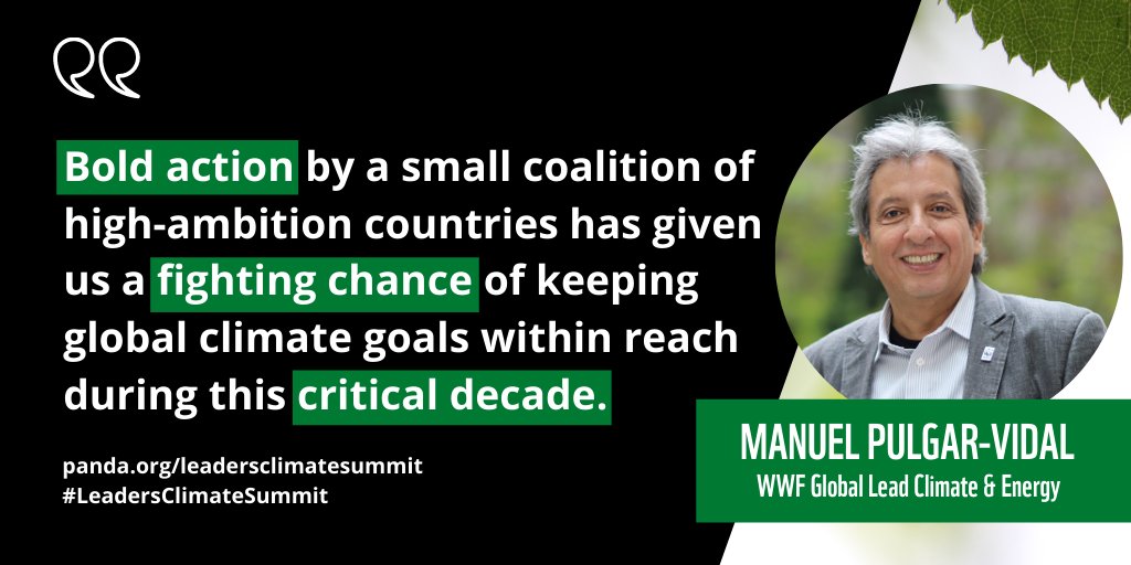 💥 Some world leaders brought their A-game to the #LeadersClimateSummit.

Now others must step up on the road to #COP26 says <a href="/WWF/">WWF</a>'s <a href="/manupulgarvidal/">Manuel Pulgar Vidal</a>: bit.ly/2PjJpek