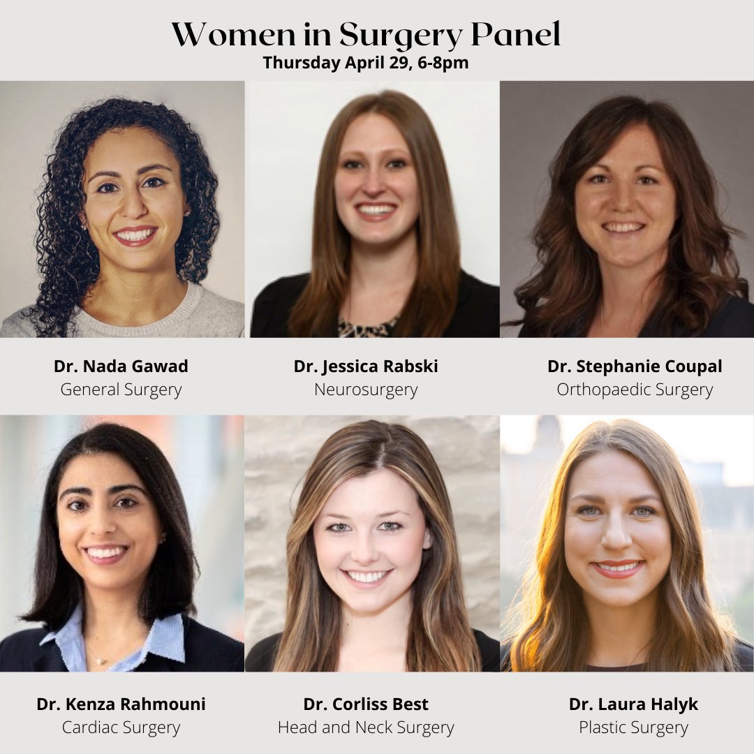 Interested in a career in surgery? 

Join us for our Women in Surgery event, featuring an incredible all-resident panel! We'll be discussing what it's like to be a woman in surgery, how to know if surgery is the career for you, and tips and tricks to survive a surgical residency!