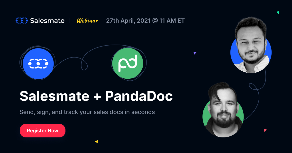 SalesmateIO's tweet photo. Our team is excited to present a joint webinar with @pandadoc!

Yes, now you can close deals faster by exchanging e-signed proposals without any hassle.

https://t.co/Kj4WjTXwNC

#webinar #salesmatecrm #esignature #esign https://t.co/8biDXV9wU3