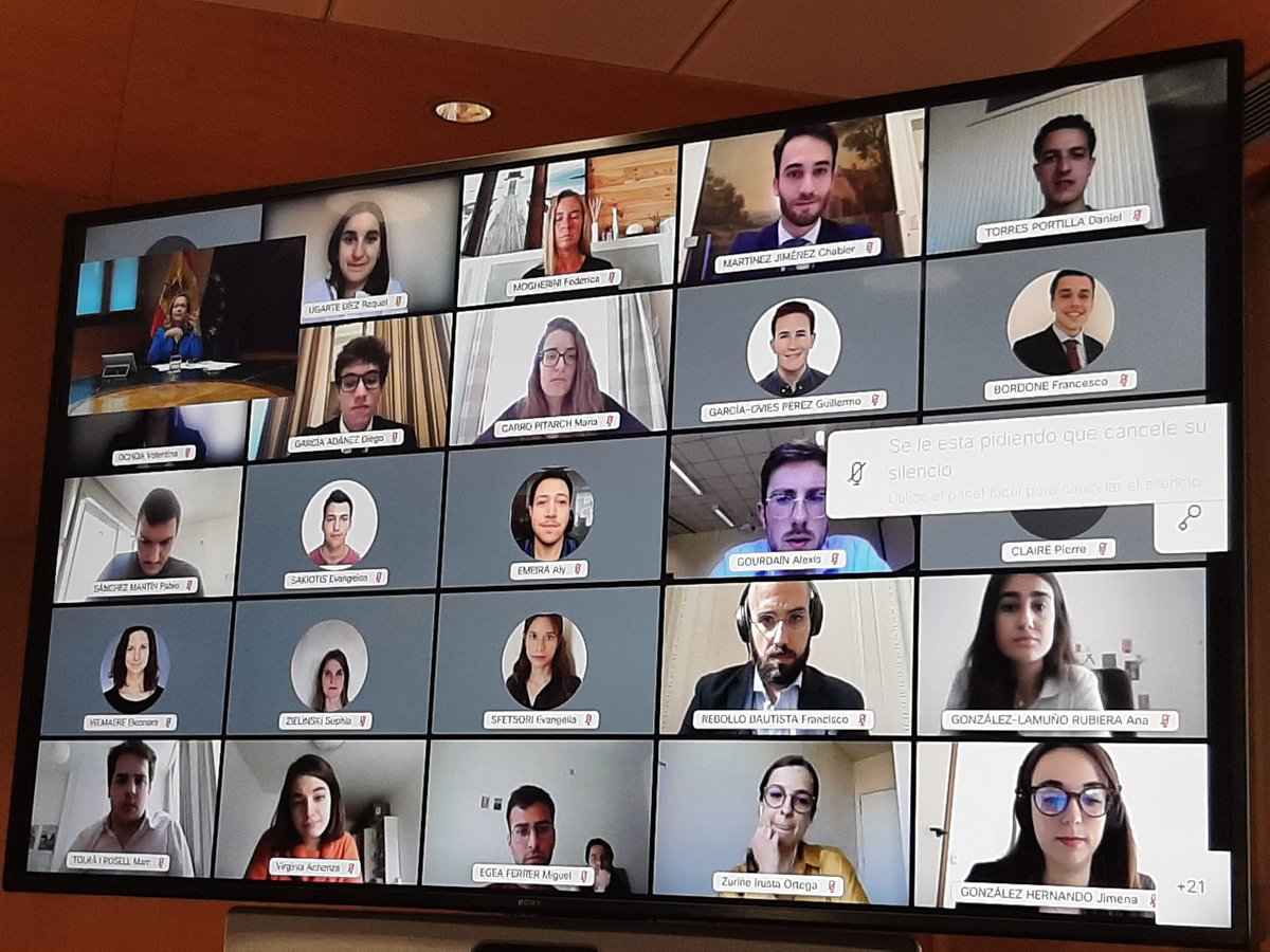 NadiaCalvino's tweet photo. Delighted to speak with students of the @collegeofeurope and to catch up with Rector @FedericaMog.

#NextGenerationEU is addressed to youth. And the 🇪🇦 #RecoveryPlan aims to deploy investments &amp; reforms to bring a greener, more sustainable and inclusive future!

#PlanEspañaPuede https://t.co/ersPZl0ttc