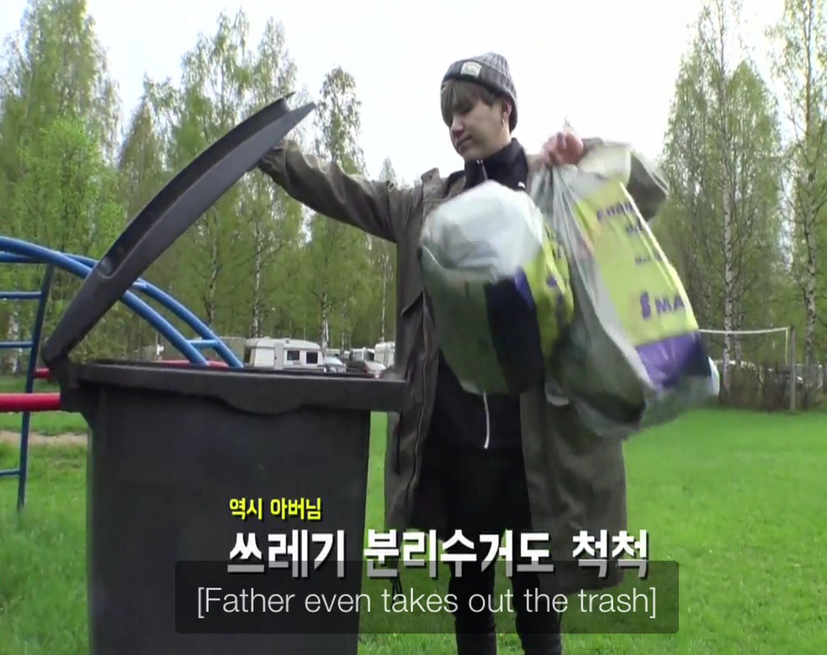 He takes out the trash