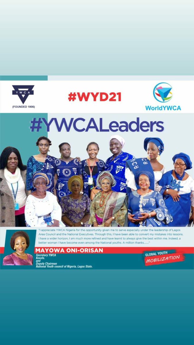 mayowa_13's tweet photo. Thank you, YWCA Nigeria...By Love, serve one Another..
#ywcaleaders
#WYD2021 https://t.co/Iysr4qYUyr
