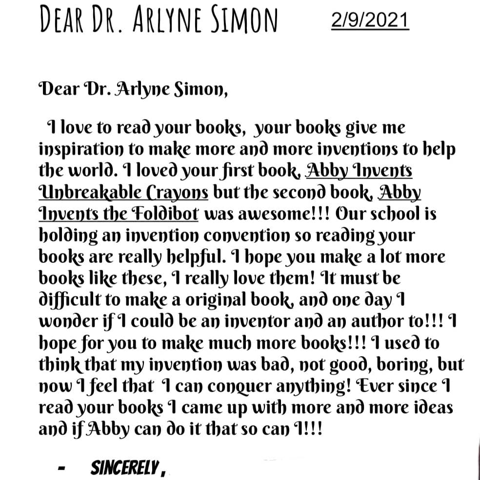 Arlyne Simon, Patented Inventor and Author of Abby Invents Picture