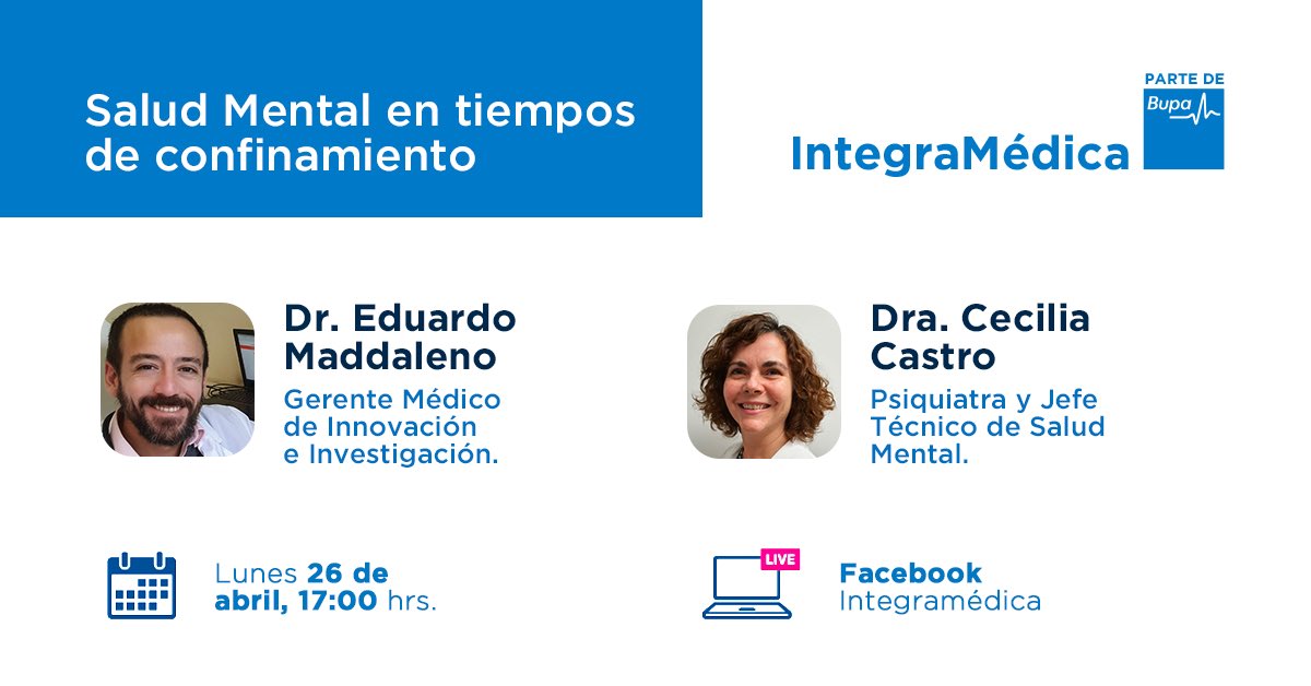 Este lunes 26 de abril a las 17:00 hrs te esperamos en nuestro Facebook Live: “Salud Mental en tiempos de confinamiento” 🔴📲 Deja tus preguntas y dudas en los comentarios 👇