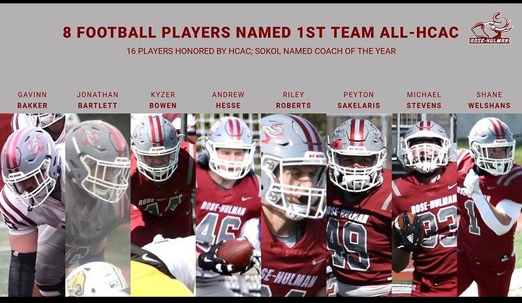 FOOTBALL: RHIT places 8 on the 1st-team all-HCAC squad &amp; 16 total players honored.

Congrats to Phi Gamma Delta brothers and 1st teamers Gavinn Bakker, Jonathan Bartlett, Kyzer Bowen, Andrew Hesse, Riley Roberts, Peyton Sakelaris, Michael Stevens &amp; Shane Welshans.