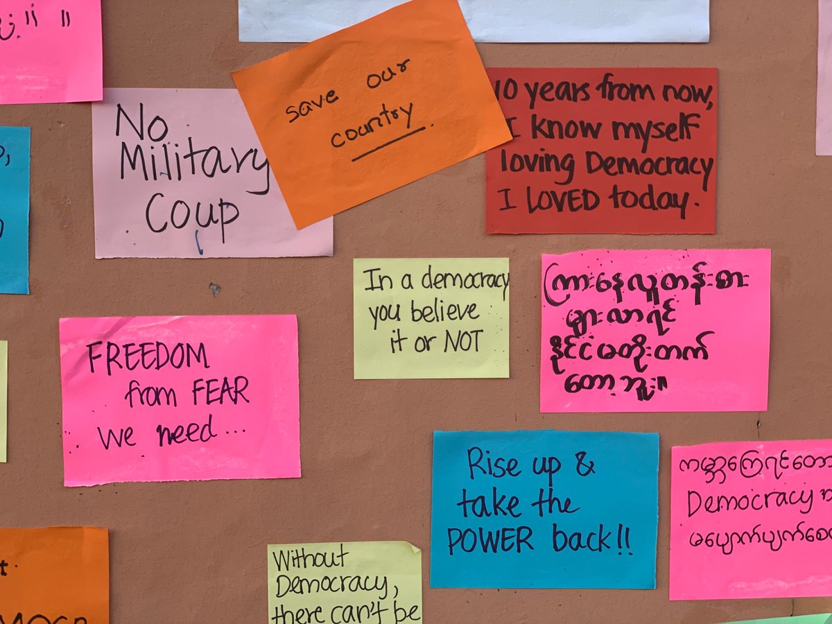 This “Lennon wall” of freedom messages—adopted from Hong Kong's democracy movement—was scrubbed by police. 7/