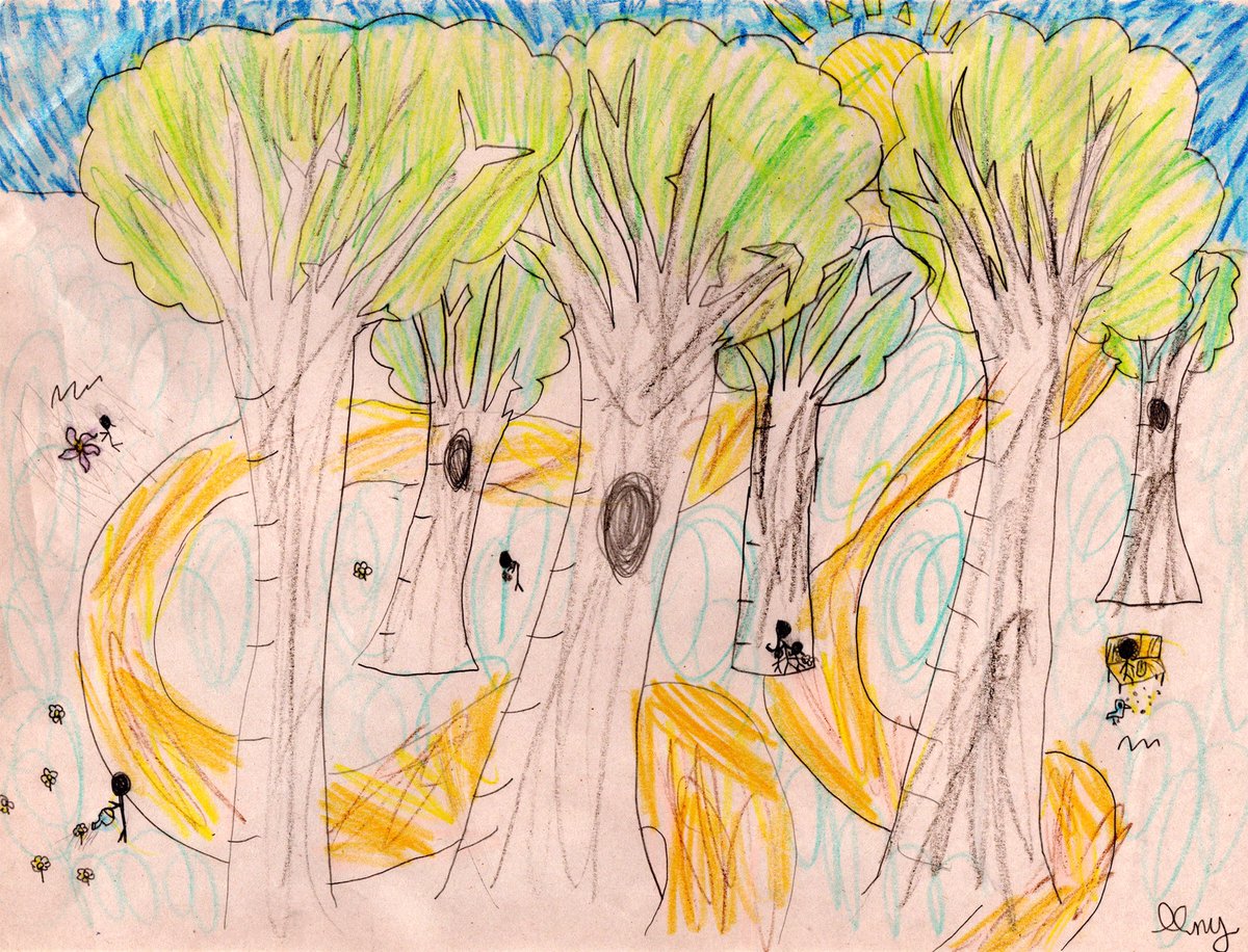 Happy 🌎 Week! For art this week we read the sweet book, The Forever Tree by Teresa Surratt. We got our 🌳 drawing on and thought about how we could take care of the earth. I love all the details these Zane students added to their artwork.   Great job! <a href="/Colls_ZaneNorth/">Mr. Santo</a> #collsarts