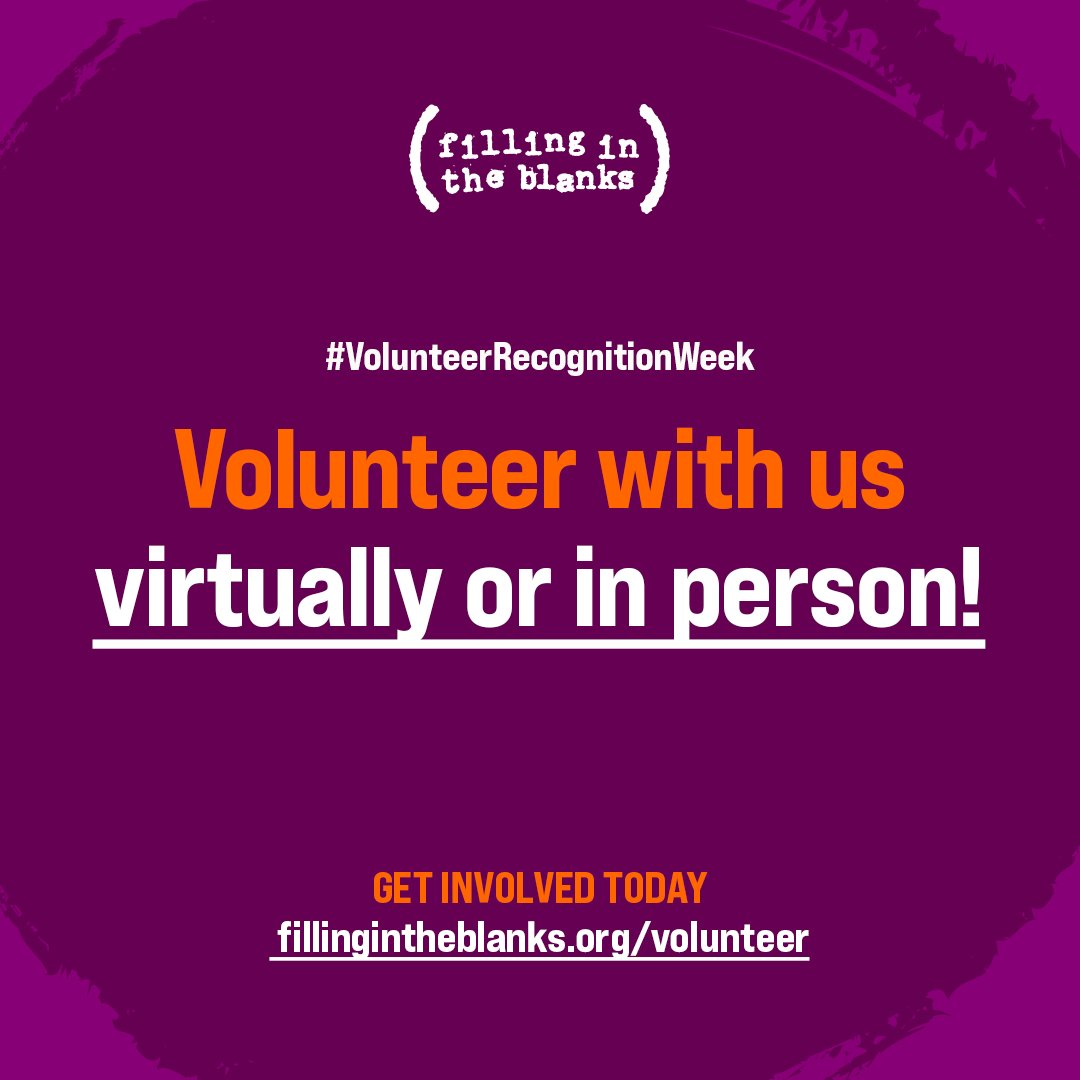 To close out #VolunteerRecognitionWeek, we invite you to volunteer with us! Whether in person, virtually, or as a social ambassador, every volunteer makes a big difference for our local kids. Visit Fillingintheblanks.org/volunteer to get involved today!