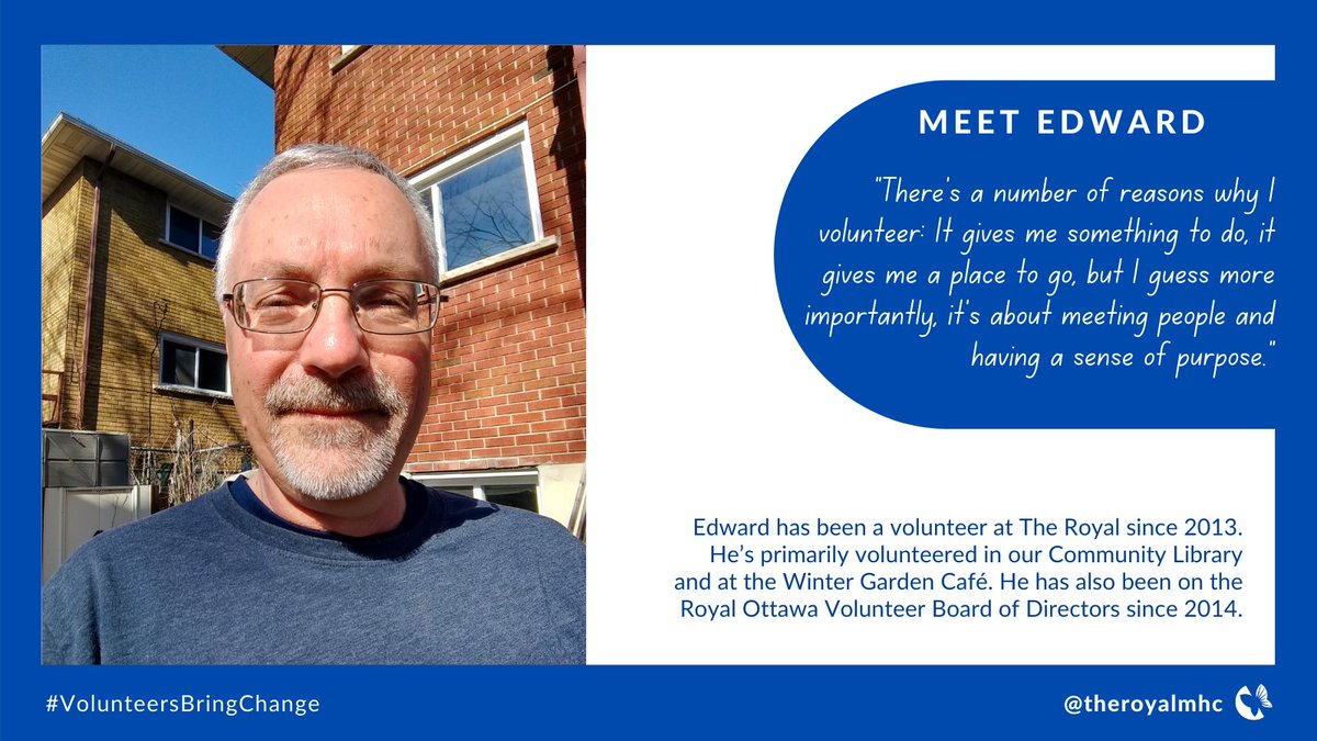  #NationalVolunteerWeek is about celebrating the dedication & innovation of Canadians who support & champion volunteering.This  #NVW2021 we celebrate the collective impact of our volunteers. Meet Edward, who's been volunteering with us for almost 10 years:  https://www.theroyal.ca/news/grieving-loss-volunteers-royal