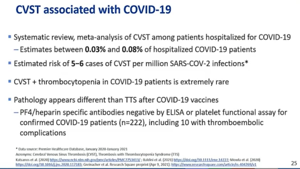 “CVST can occur after  #COVID19, although it is very rare, in less than 0.1% of hospitalized COVID patients. Translating this to overall numbers, it could be estimated to be around five to six cases of CVST per million  #sarscov2 infections”, says Oliver.