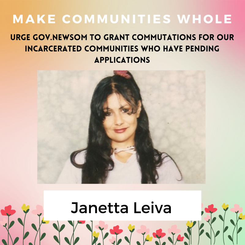 c_c_w_p's tweet photo. Janetta Leiva is a Native DV survivor. She was sentenced to life for actions taken while suffering from paranoid schizophrenia + postpartum depression, both compounded by abuse. We @ CCWP love Janetta! @GavinNewsom grant #ClemencyNow &amp; #FreeJanetta in #MakingCommunitiesWhole! https://t.co/MjqvSZosKJ