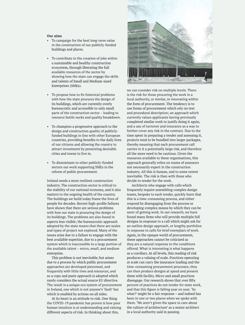 A2Architects's tweet photo. Very welcomed platform from @archireland @RIAIOnline to share the ongoing work of @WeCanBuildBett1 in highlighting the risk the State faces by not considering ways to procure better buildings that capture long term value. It is not something we can set aside for another day. https://t.co/bmamtqekUU