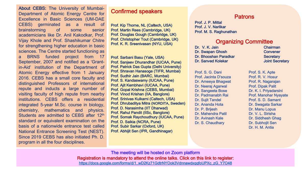 Cbs Science Club Um Dae Cebs Mumbai Is Organising A Symposium From 6 8th May 21 On Frontiers In Astrophysics And Fluid Mechanics In Memory Of Late Prof Shashikumar M Chitre Please