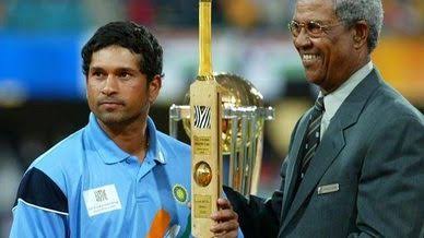 Tendulkar made 673 runs in 11 matches in the 2003 Cricket World Cup,helping India reach the final. While Australia retained the trophy that they had won in 1999, Tendulkar was given the Man of the Tournament award.His best performance in a world cup as a batsman.
