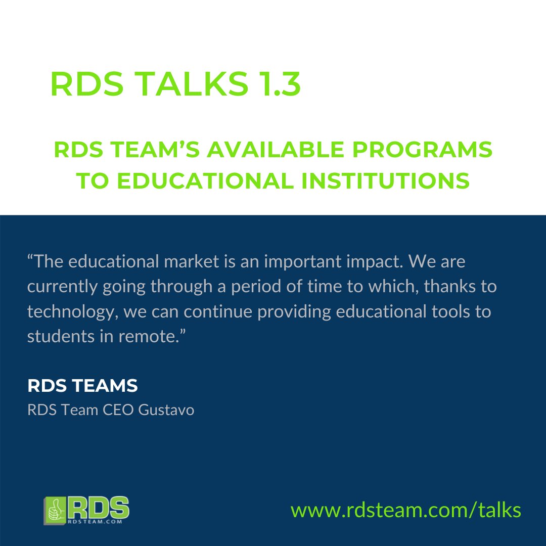 RDSA1Team's tweet image. Learning should never just be accessed through the four corners of the classroom. Be knowledgeable even outside of it!  RDS Team offers solutions to the educational institutions’ transition to online learning. 

Visit our website rdsteam.com

#convenientlearning