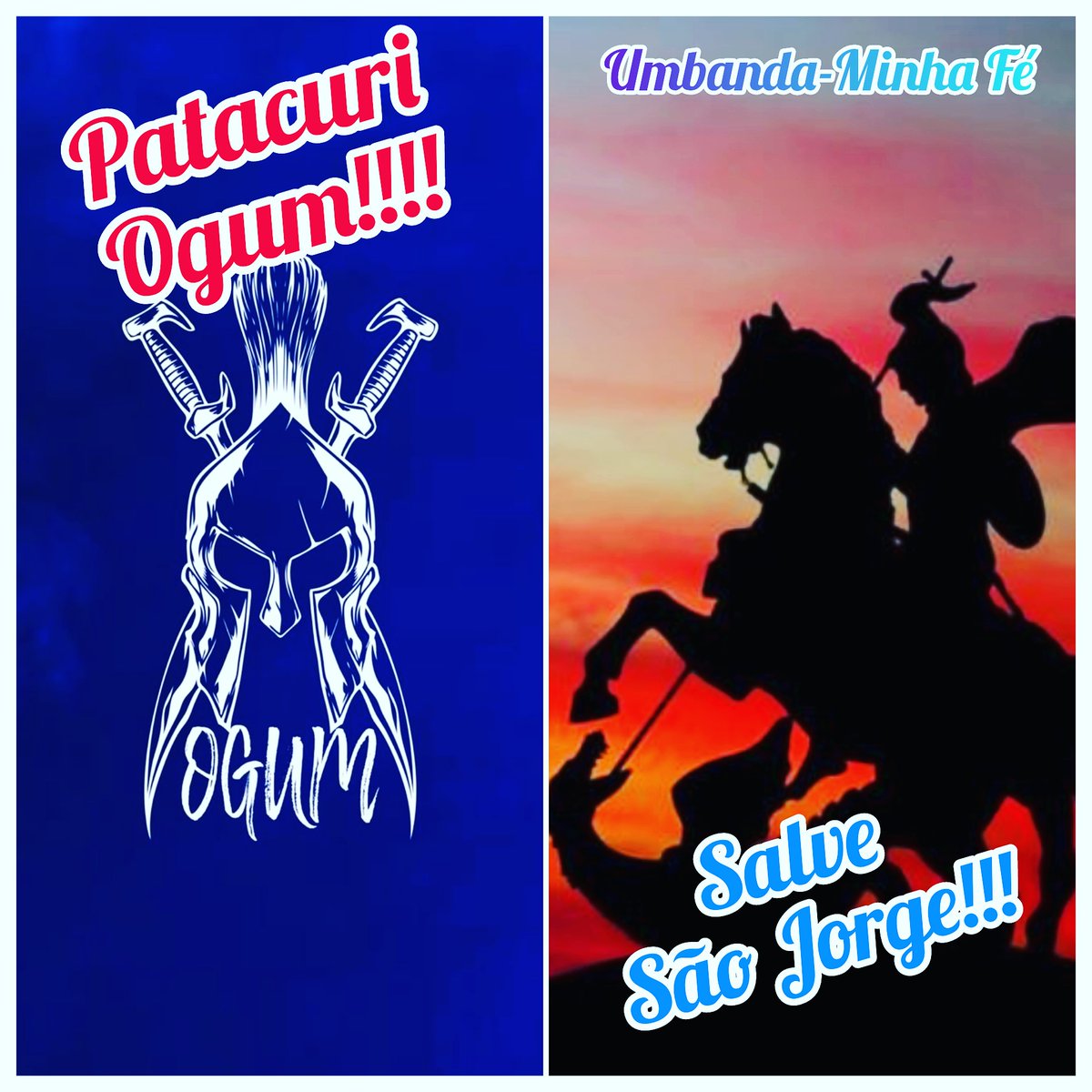 umbanda_minhafe's tweet photo. Hoje Saudamos e Louvamos a Nosso Pai Ogum, sincretizado com São Jorge!!! #patacuriogum #salvesaojorge #SalveOgum #UmbandaMinhaFé #meupedacinhodeluz #amor #fé #espiritualidade #Umbanda #love #luz #Orixá #Candomblé #Brasil #medium #mediunidade. https://t.co/olMPQWIC1w