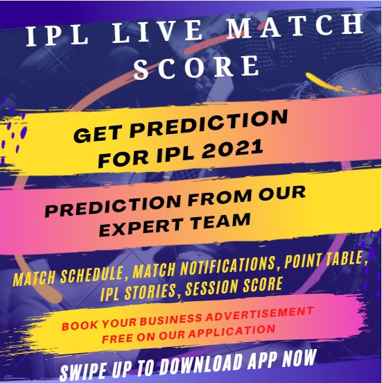 Ipl_Live_Score_'s tweet image. IPL Live match Score 
IPL Prediction Score
IPL Point Table
IPL schedule 2021

Android app :   play.google.com/store/apps/det…

#IPL2021 #IPL #ipllivescore #cricket #cricketlivescore #cricketfansindia #cricketchallenge  #IPLLiveScore #ipl2021news #SaturdayVibes #SaturdayThoughts