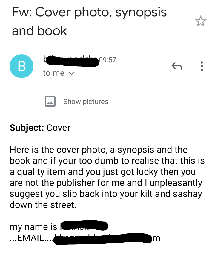 Dear Authors,Here is how NOT to submit to us...We get at least one or two of these every week - soooo edgy....Good talk, thanks.  #Submissions