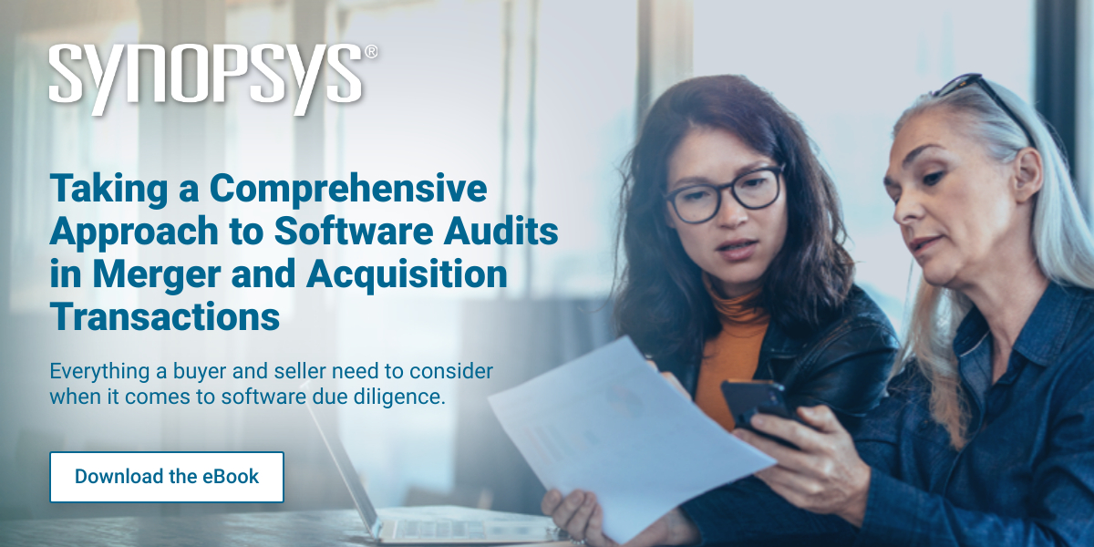 The risks of acquiring software include license conflicts, security vulnerabilities, quality issues, and maintainability concerns over time.

Download our eBook to learn what buyers and sellers need to know when it comes to software due diligence: ow.ly/kSlq102HBr5