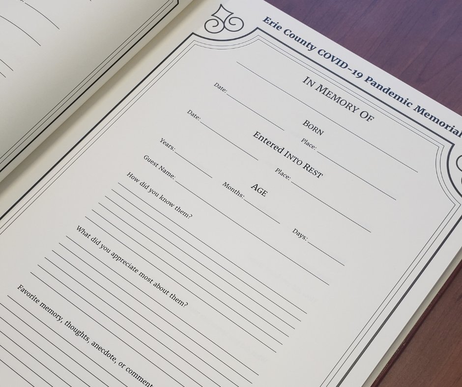 ErieLibrary's tweet image. Executive Director Blane Dessy announced the &quot;Book of Rememberance&quot; at today&apos;s COVID-19 Memorial dedication ceremony. 

Those wishing to make an entry  may visit Blasco Library, or submit  online at 
eriecountypa.gov/covid-19/book-…
@CountyofErie @kdahlkemper